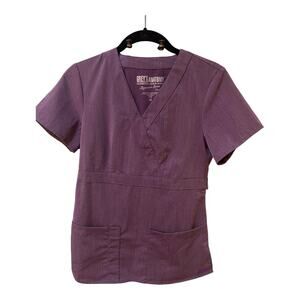 Grey’s Anatomy by Barco Purple Style# 2153 Poly Rayon Spandex Scrub Top Size XS